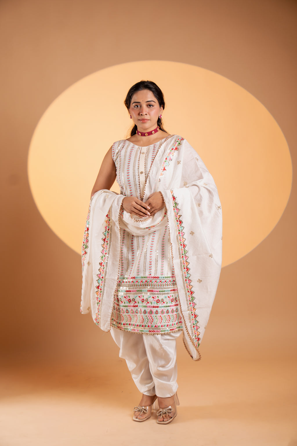 Classic White Embroidered Three-Piece Set