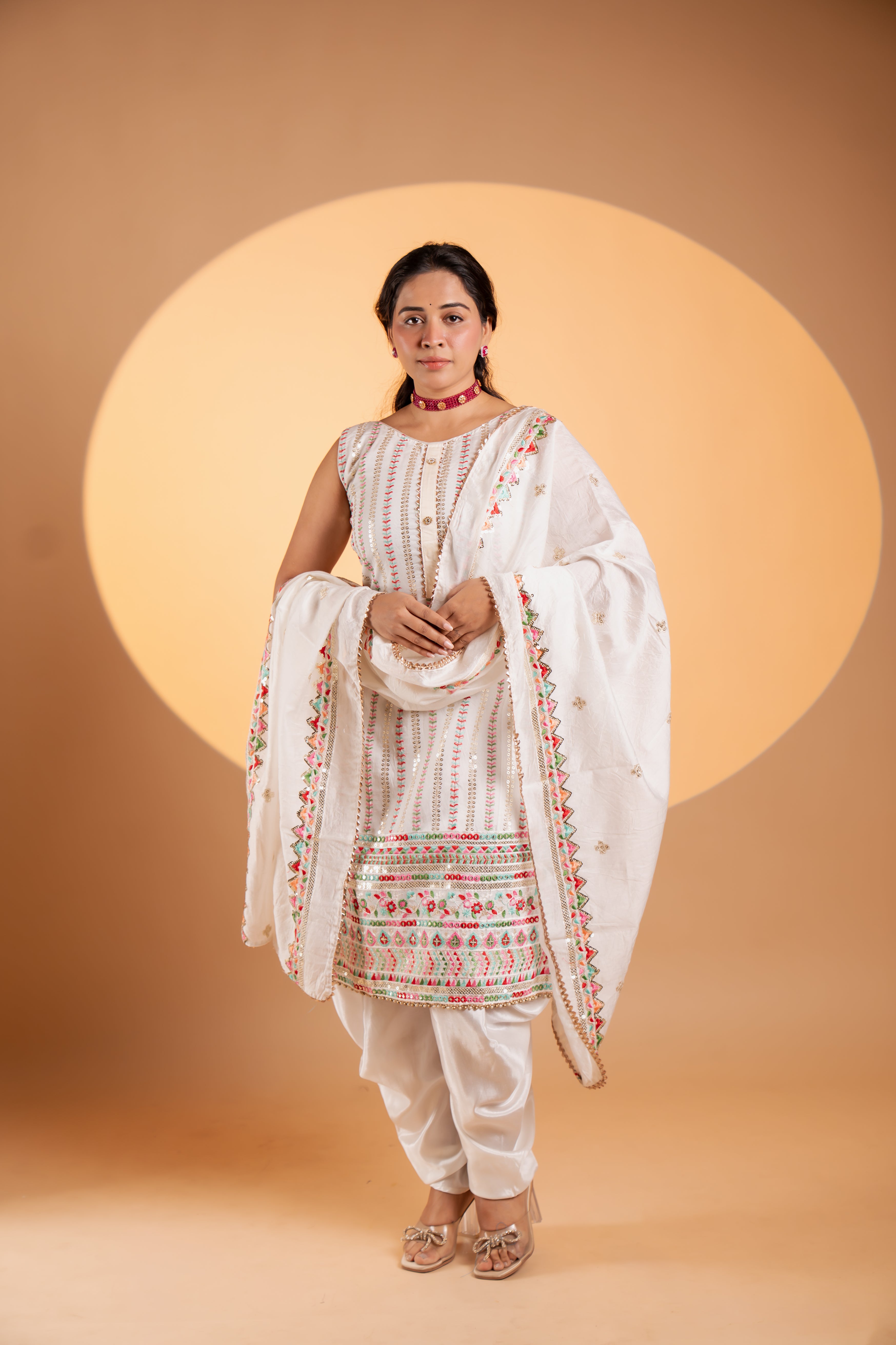 Classic White Embroidered Three-Piece Set