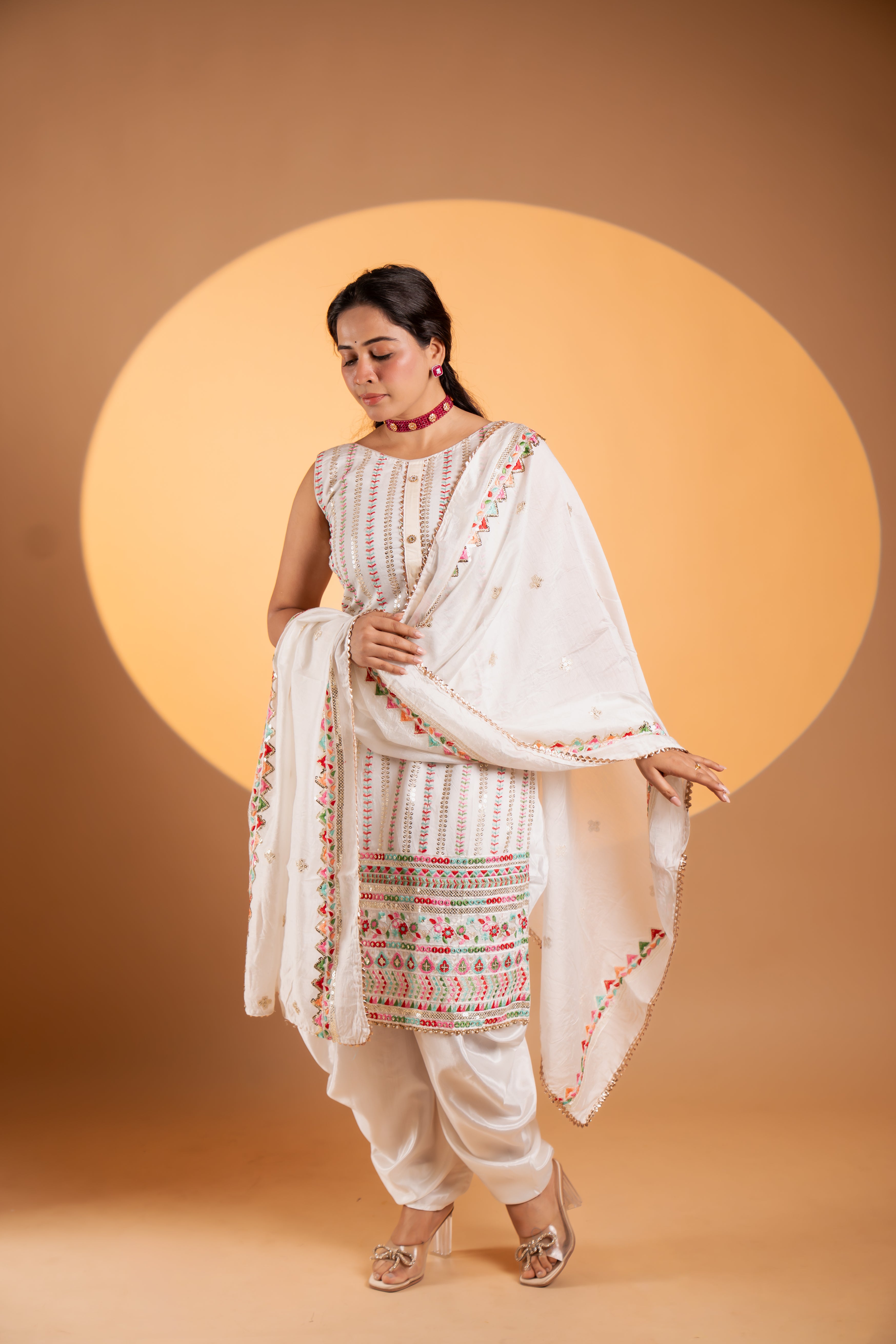 Classic White Embroidered Three-Piece Set