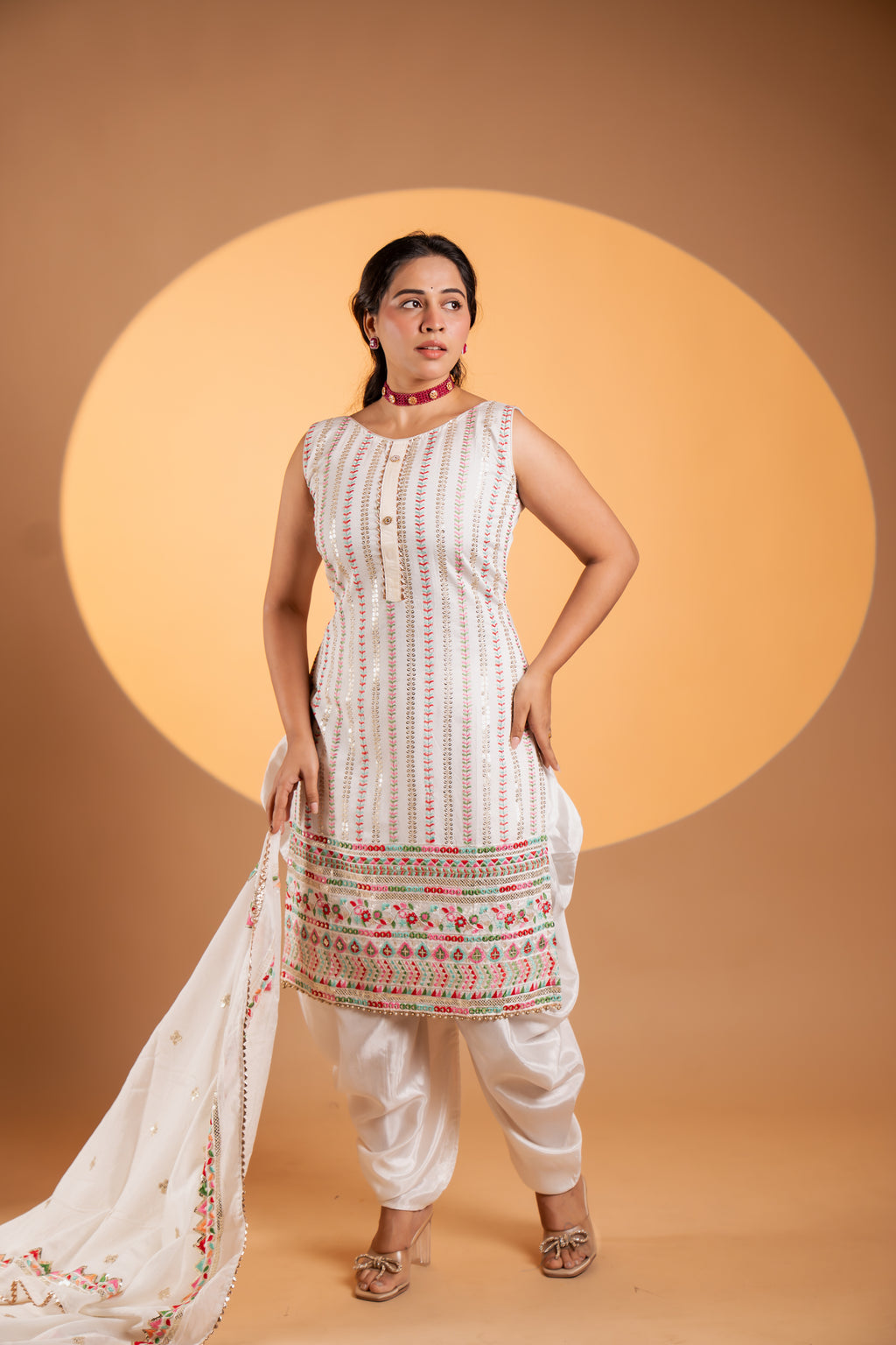 Classic White Embroidered Three-Piece Set