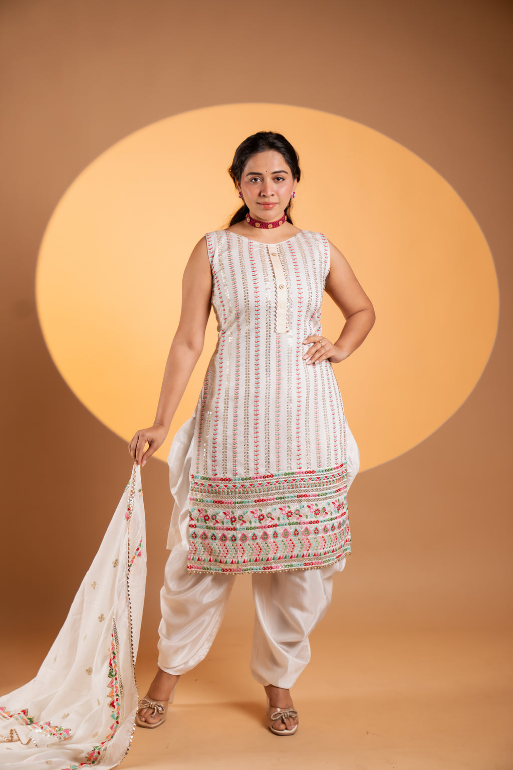 Classic White Embroidered Three-Piece Set