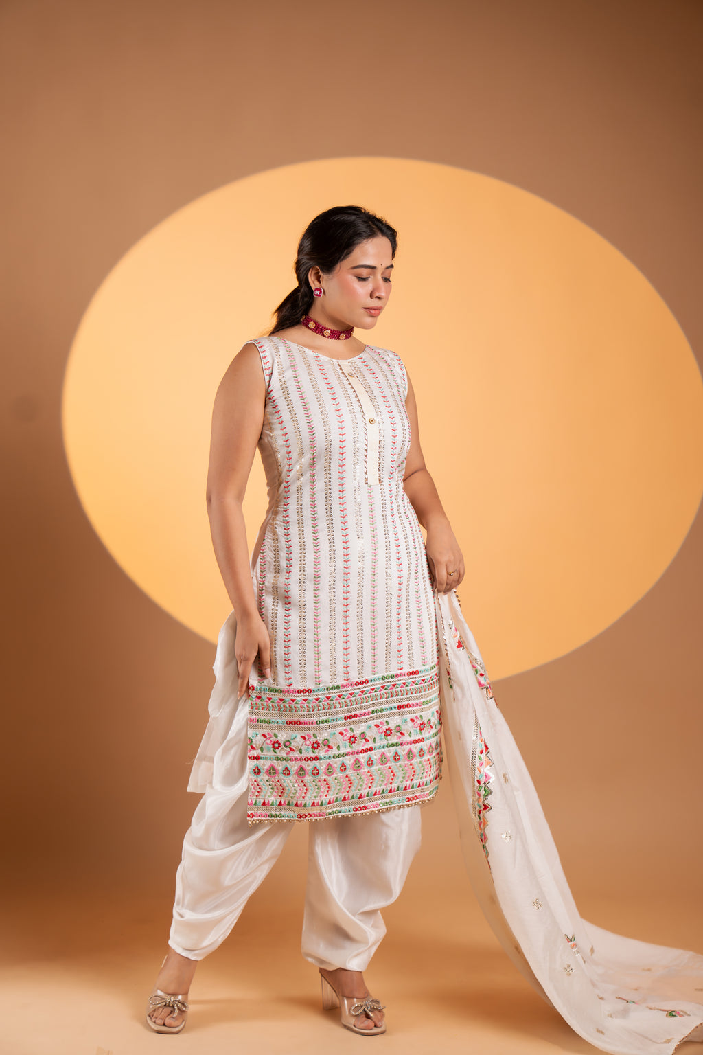 Classic White Embroidered Three-Piece Set