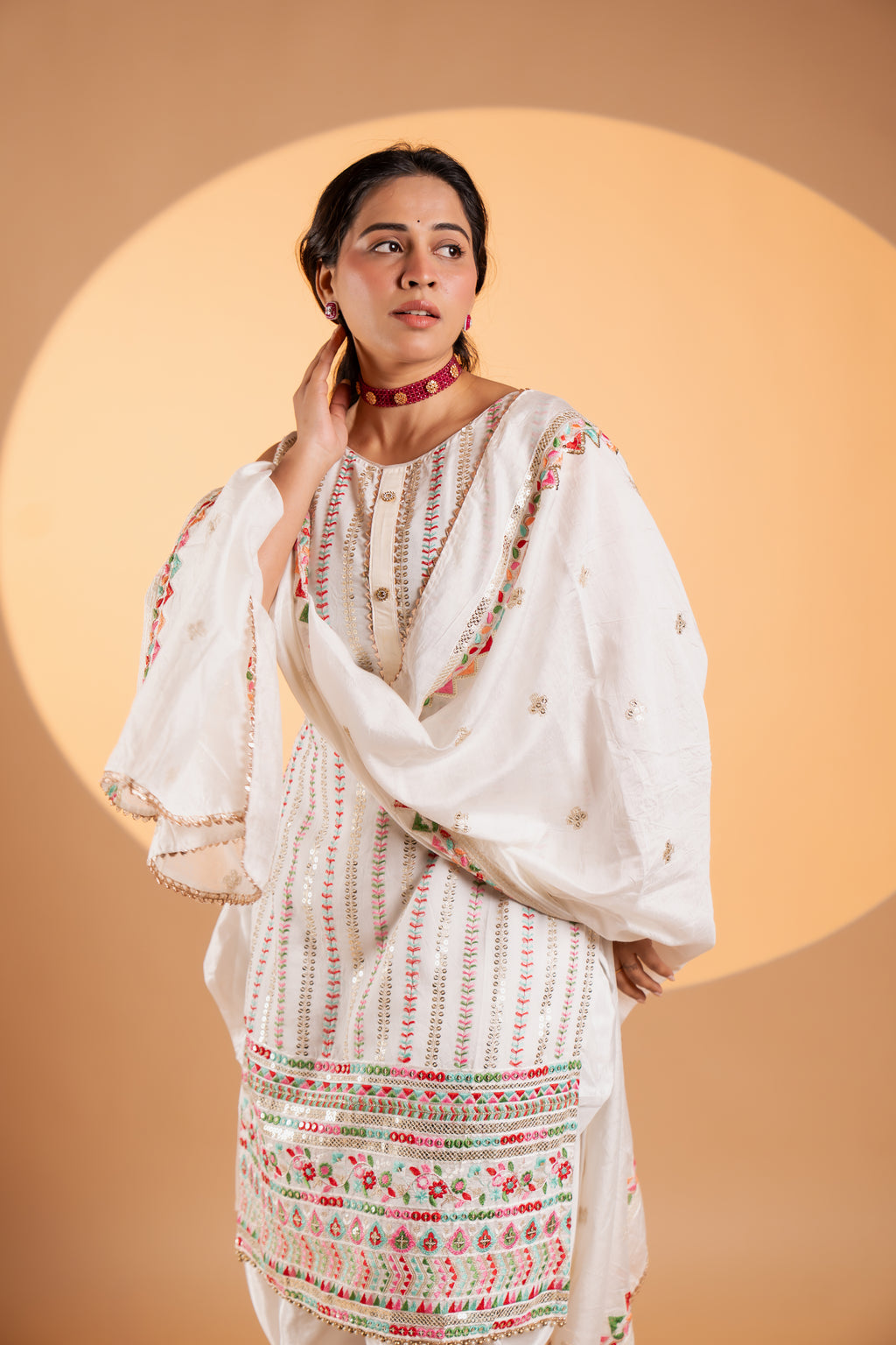 Classic White Embroidered Three-Piece Set