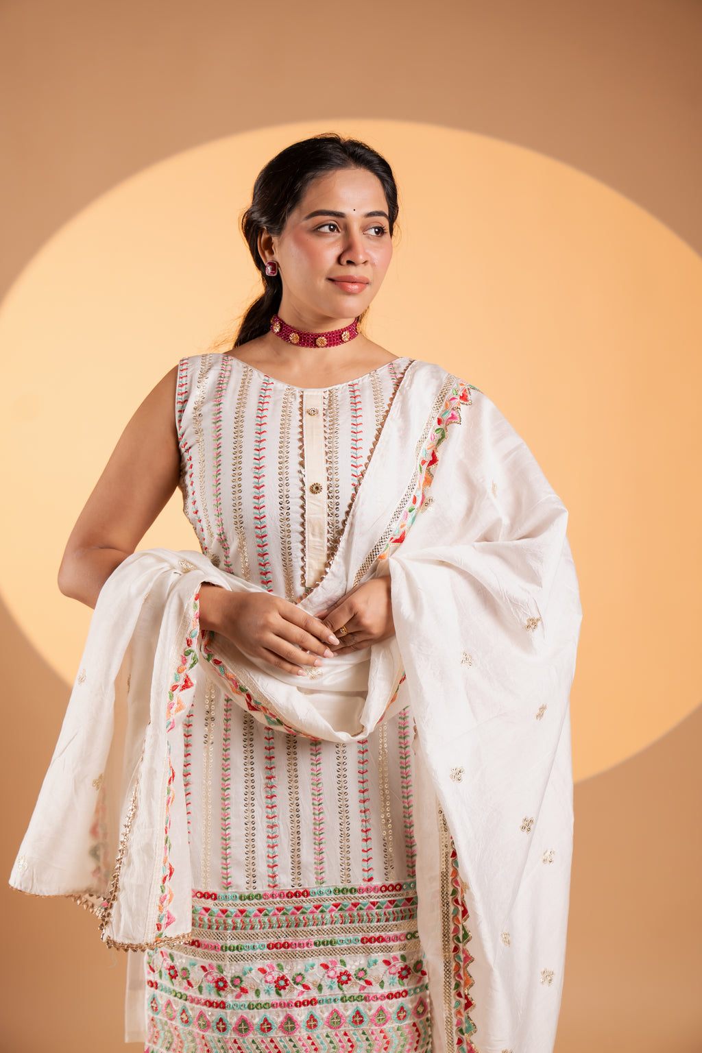 Classic White Embroidered Three-Piece Set