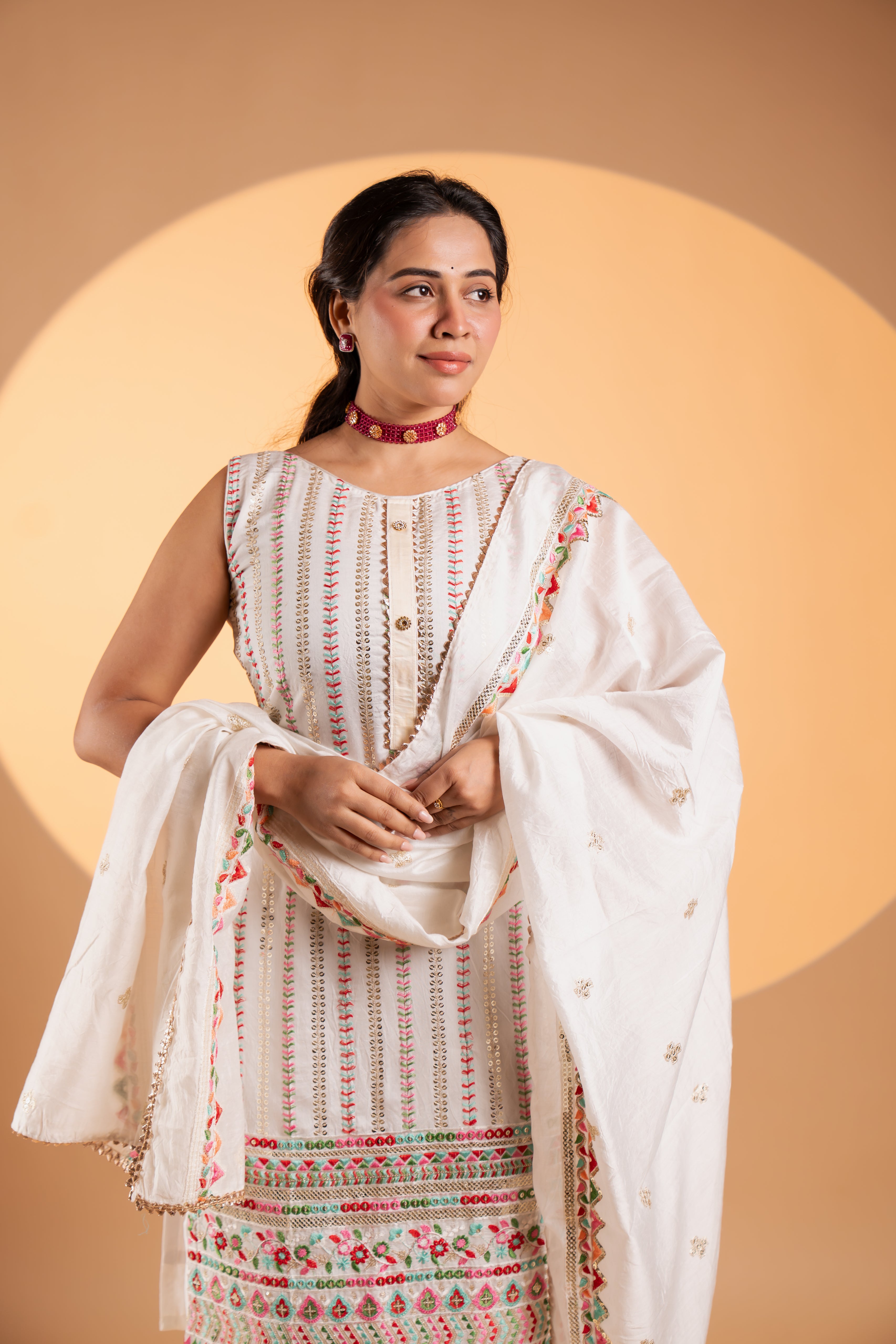 Classic White Embroidered Three-Piece Set