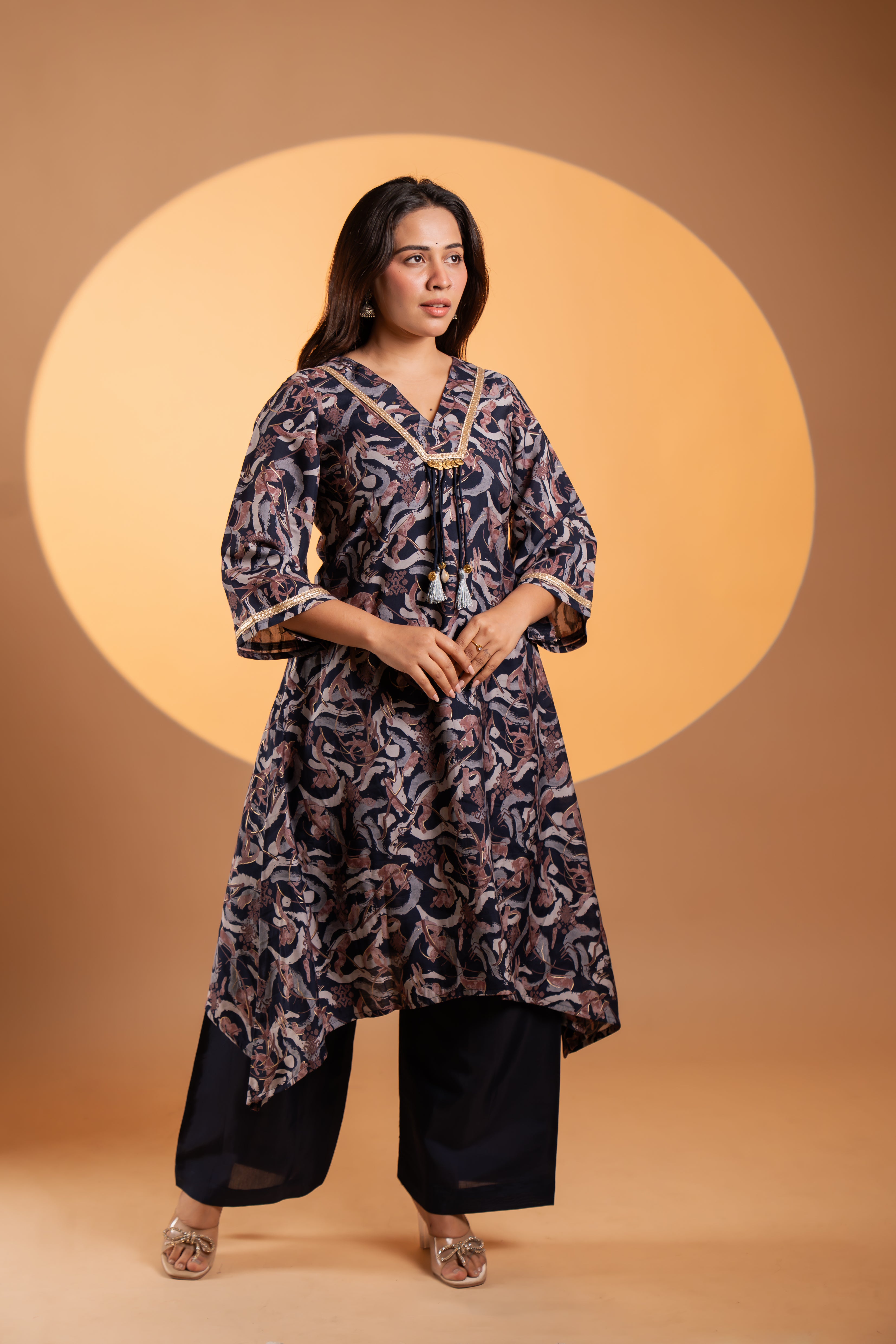 Midnight Slate Print kurta Set
