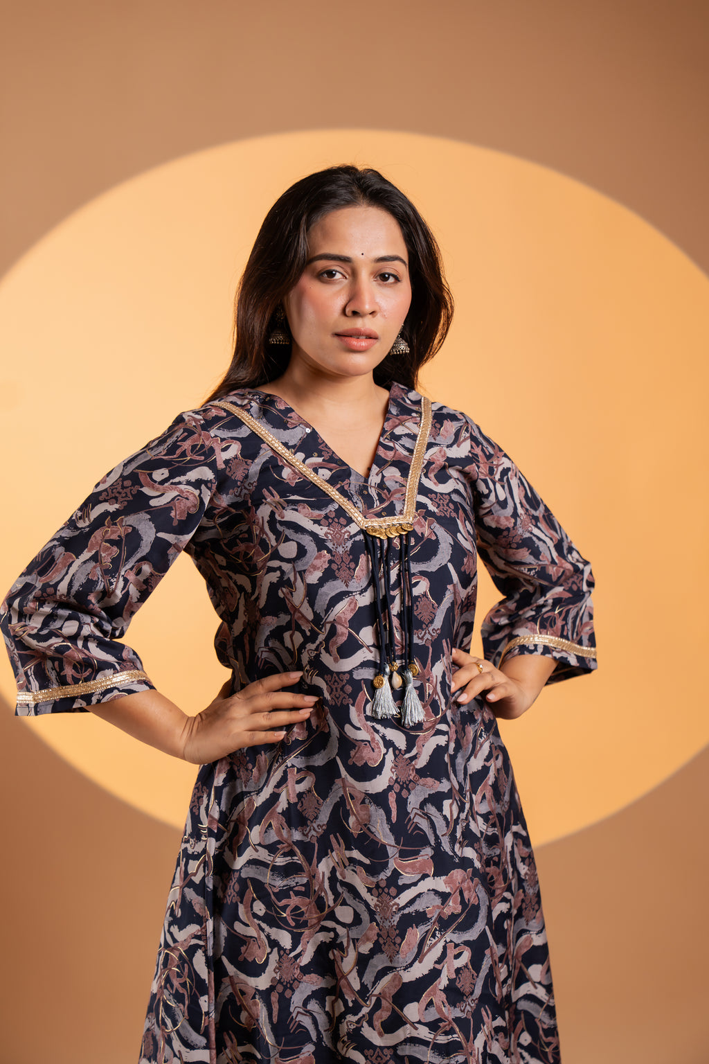 Midnight Slate Print kurta Set