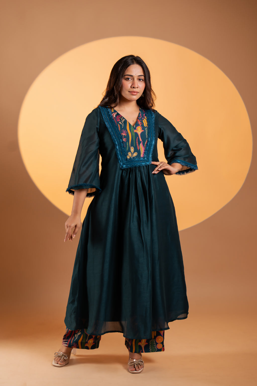 Deep Teal Gold Kurta Set