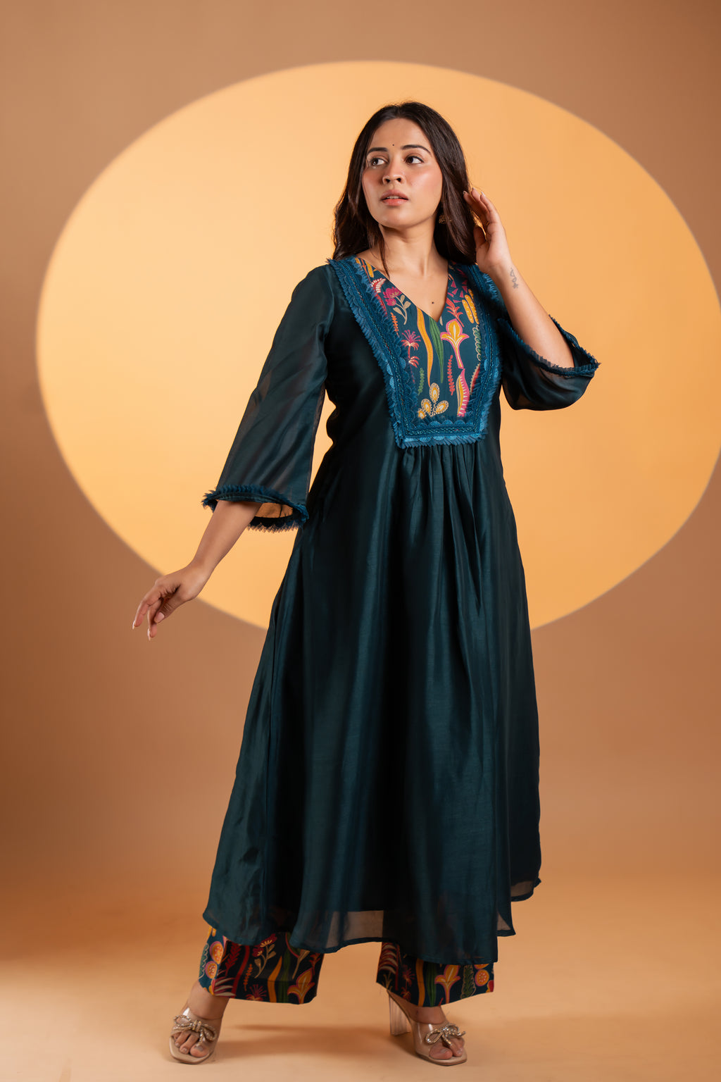 Deep Teal Gold Kurta Set
