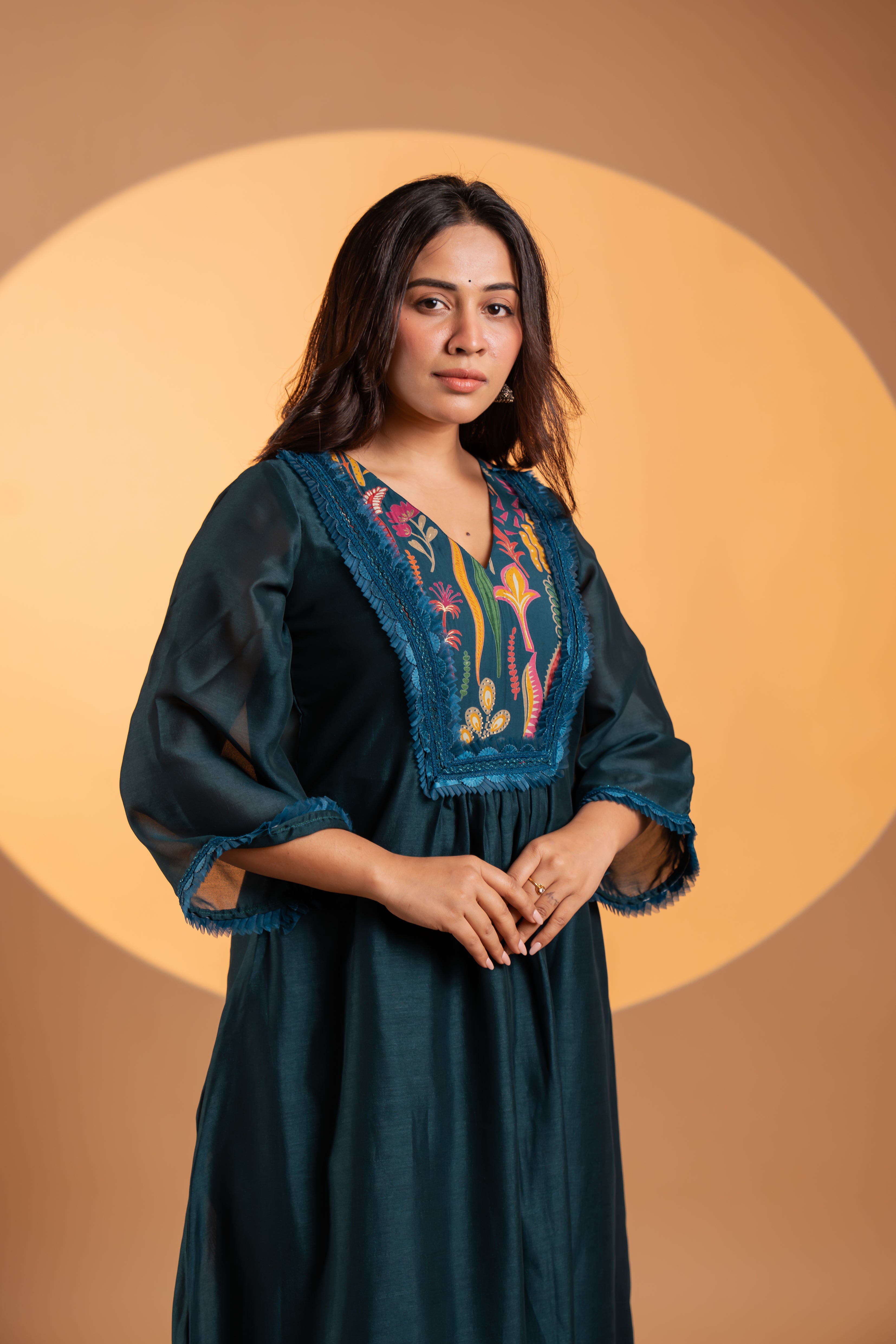 Deep Teal Gold Kurta Set