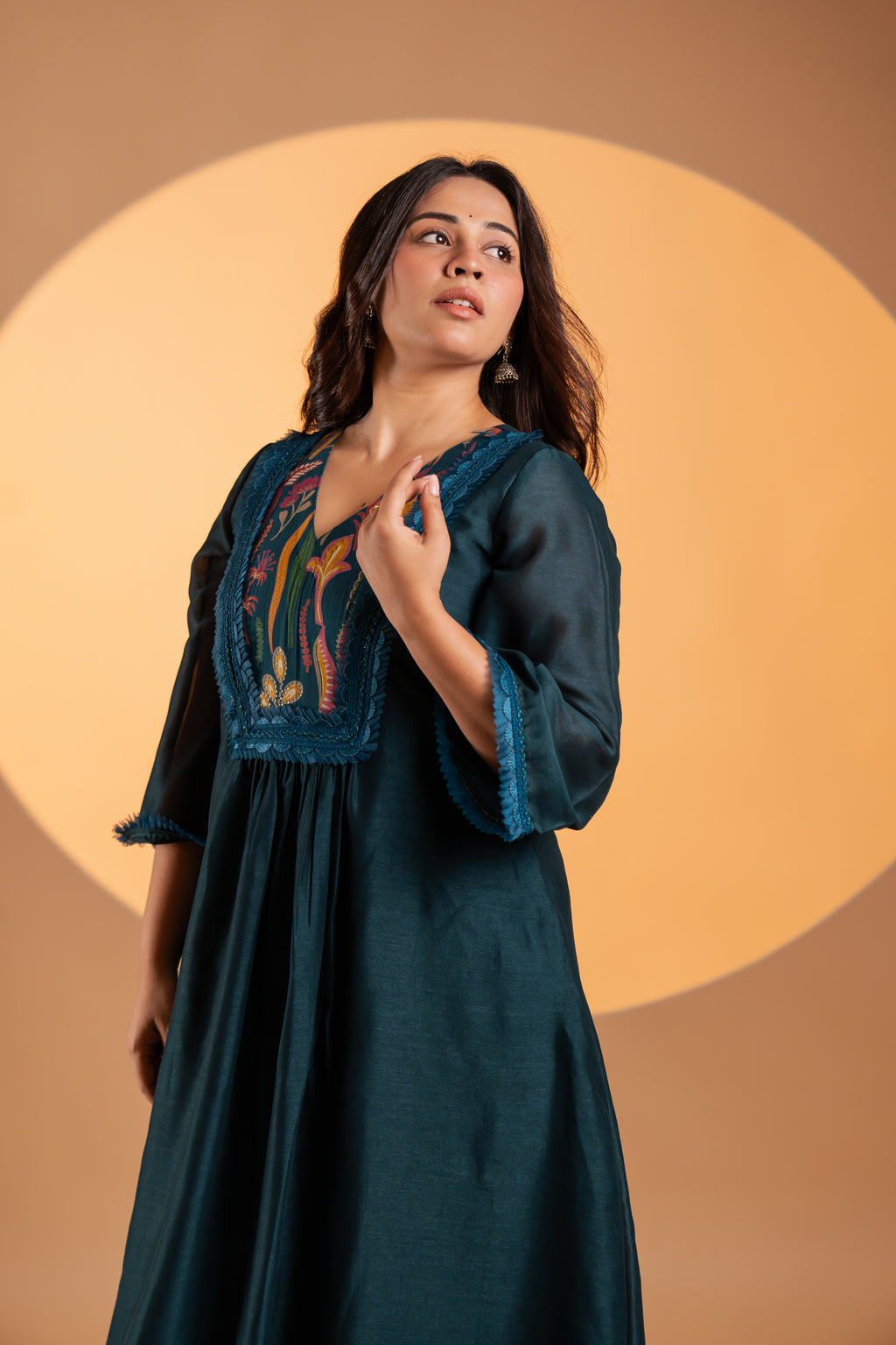 Deep Teal Gold Kurta Set