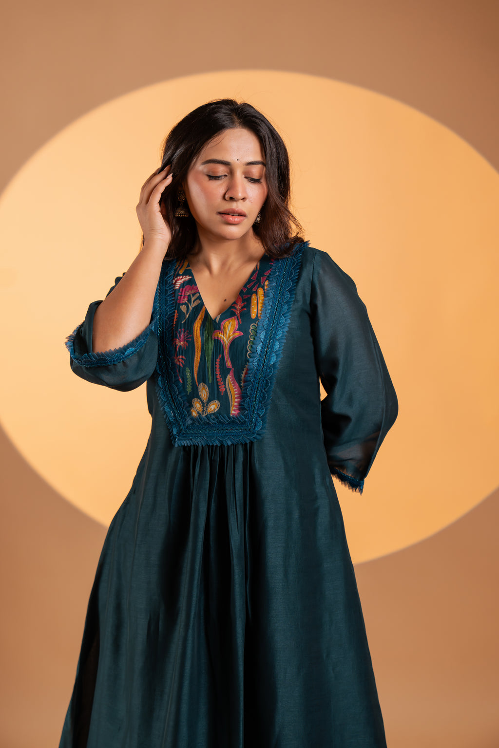 Deep Teal Gold Kurta Set