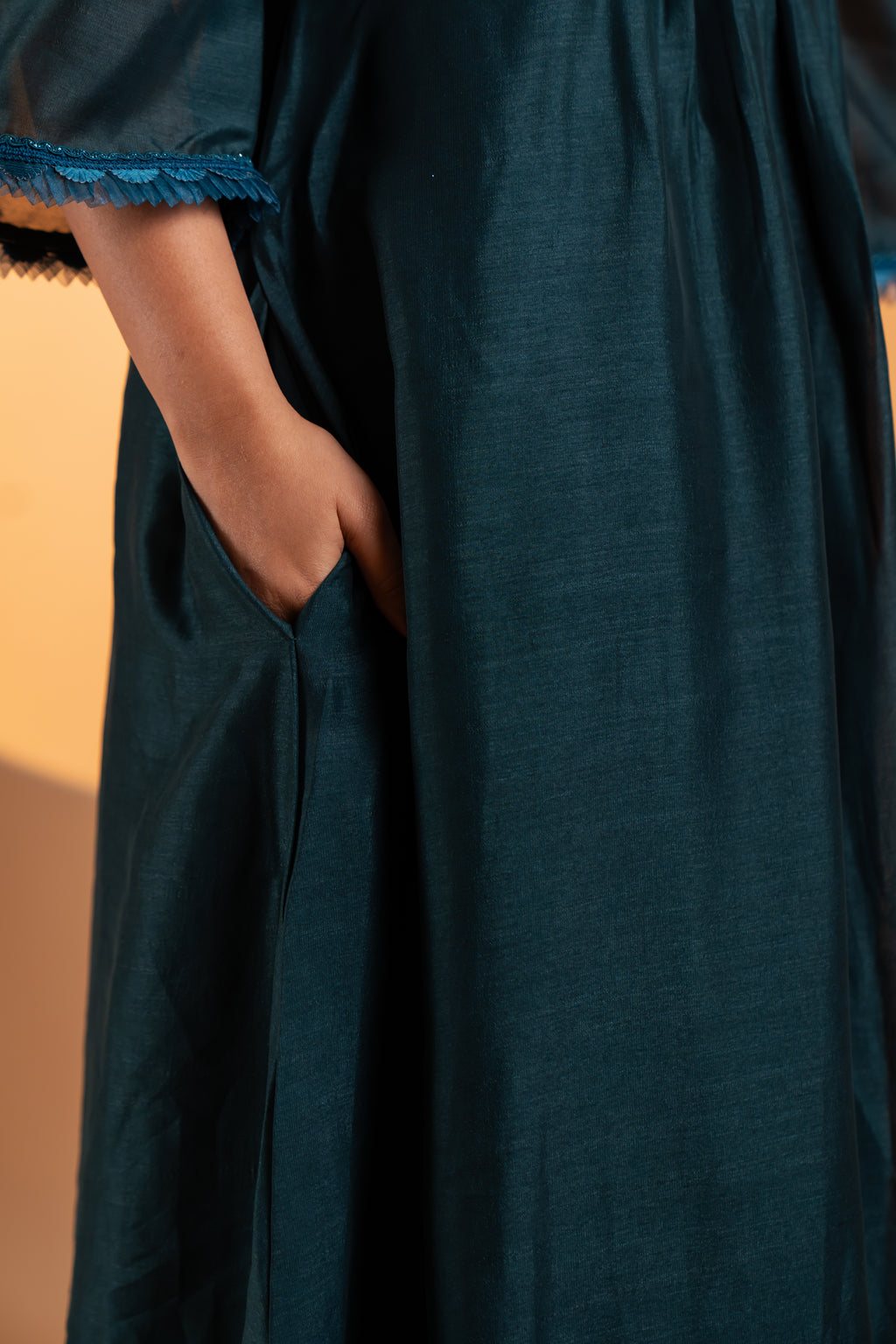 Deep Teal Gold Kurta Set