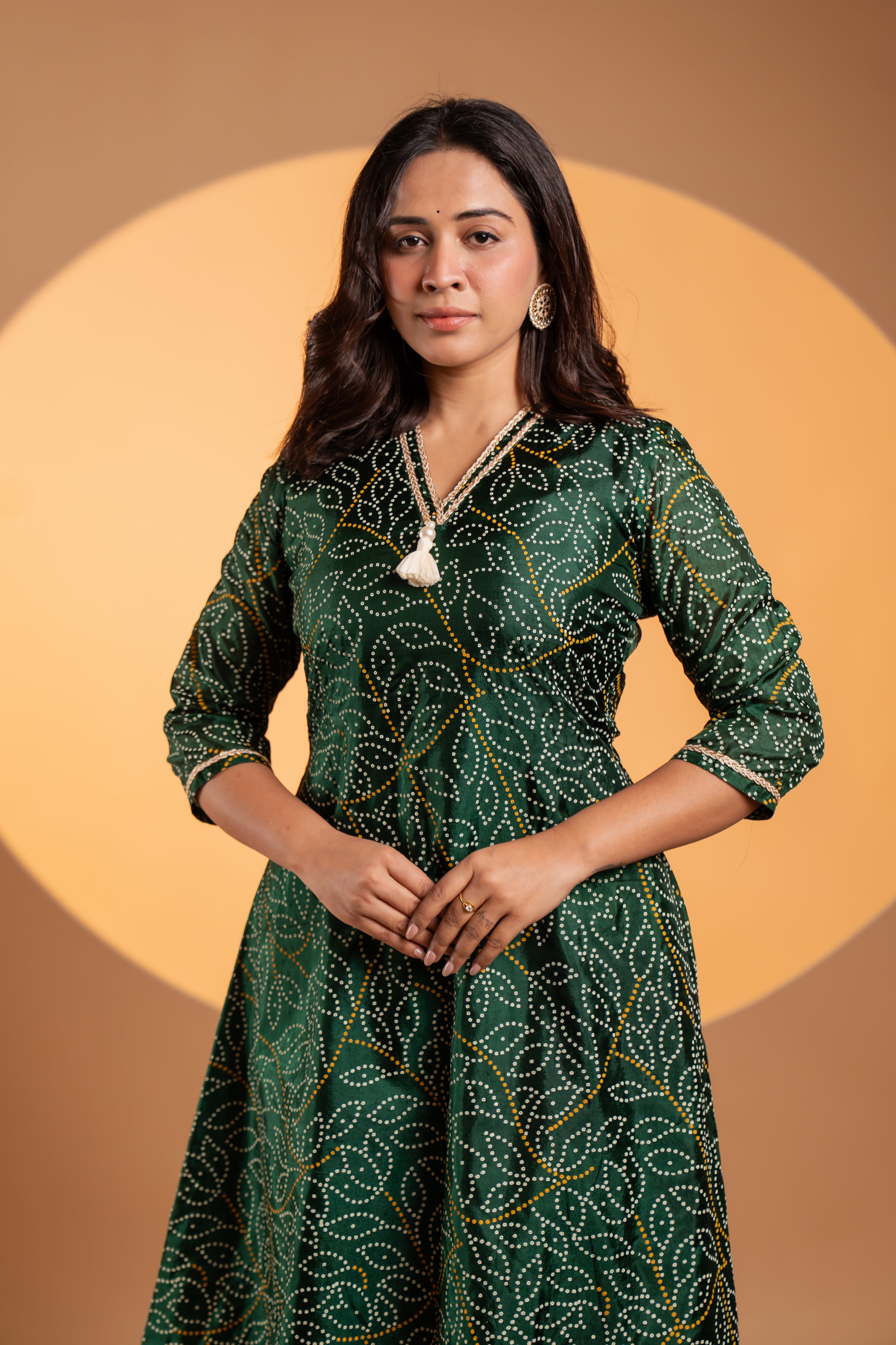 Emerald Bandhani A-Line Kurta Set