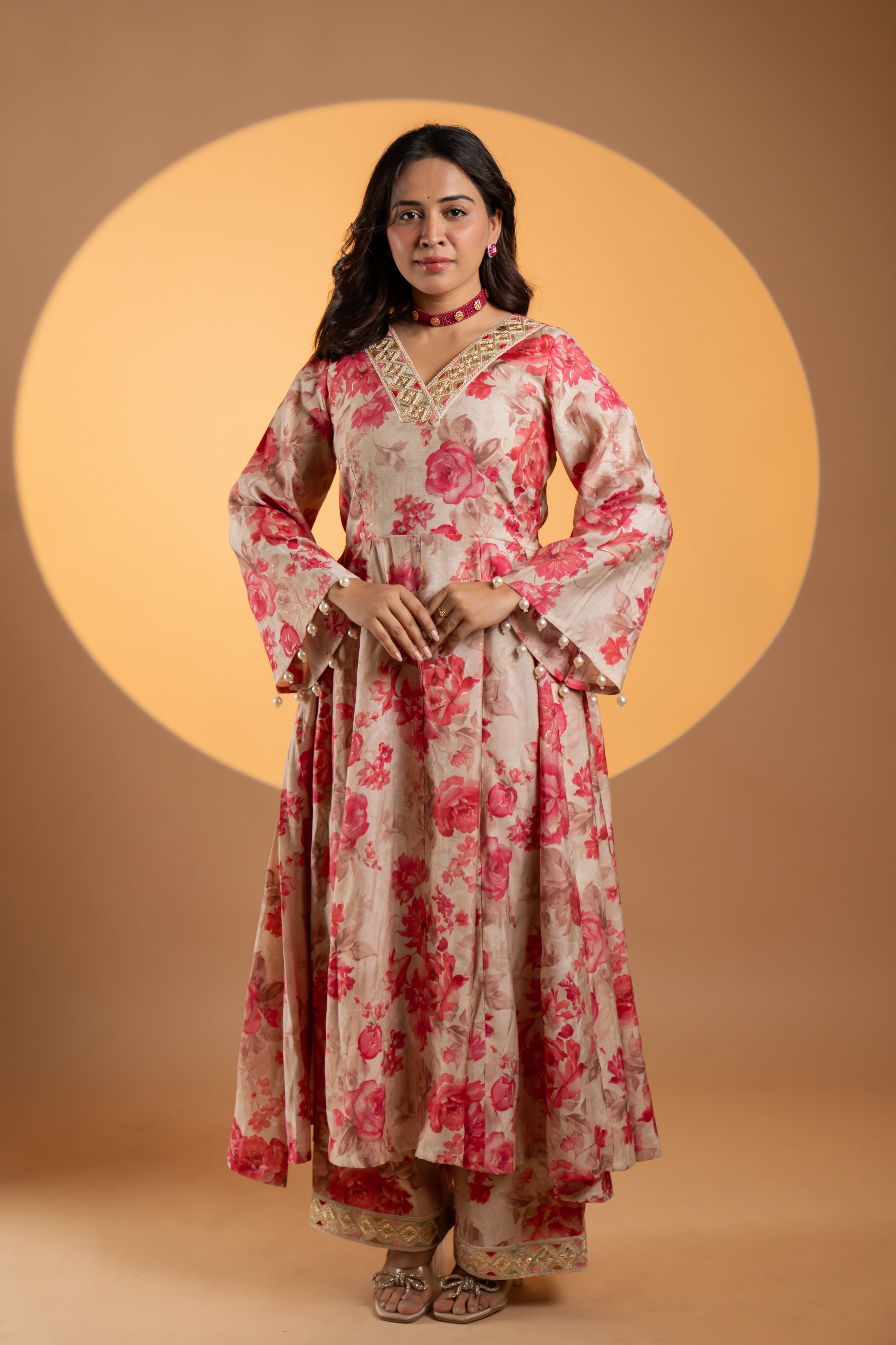 Floral printed Anarkali Kurta Set