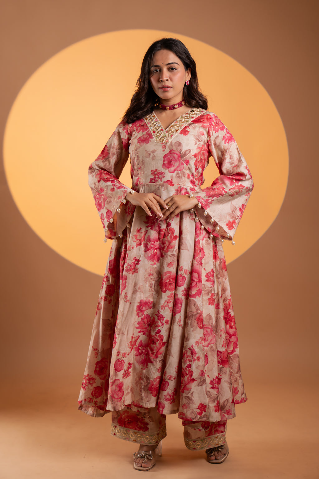 Floral printed Anarkali Kurta Set