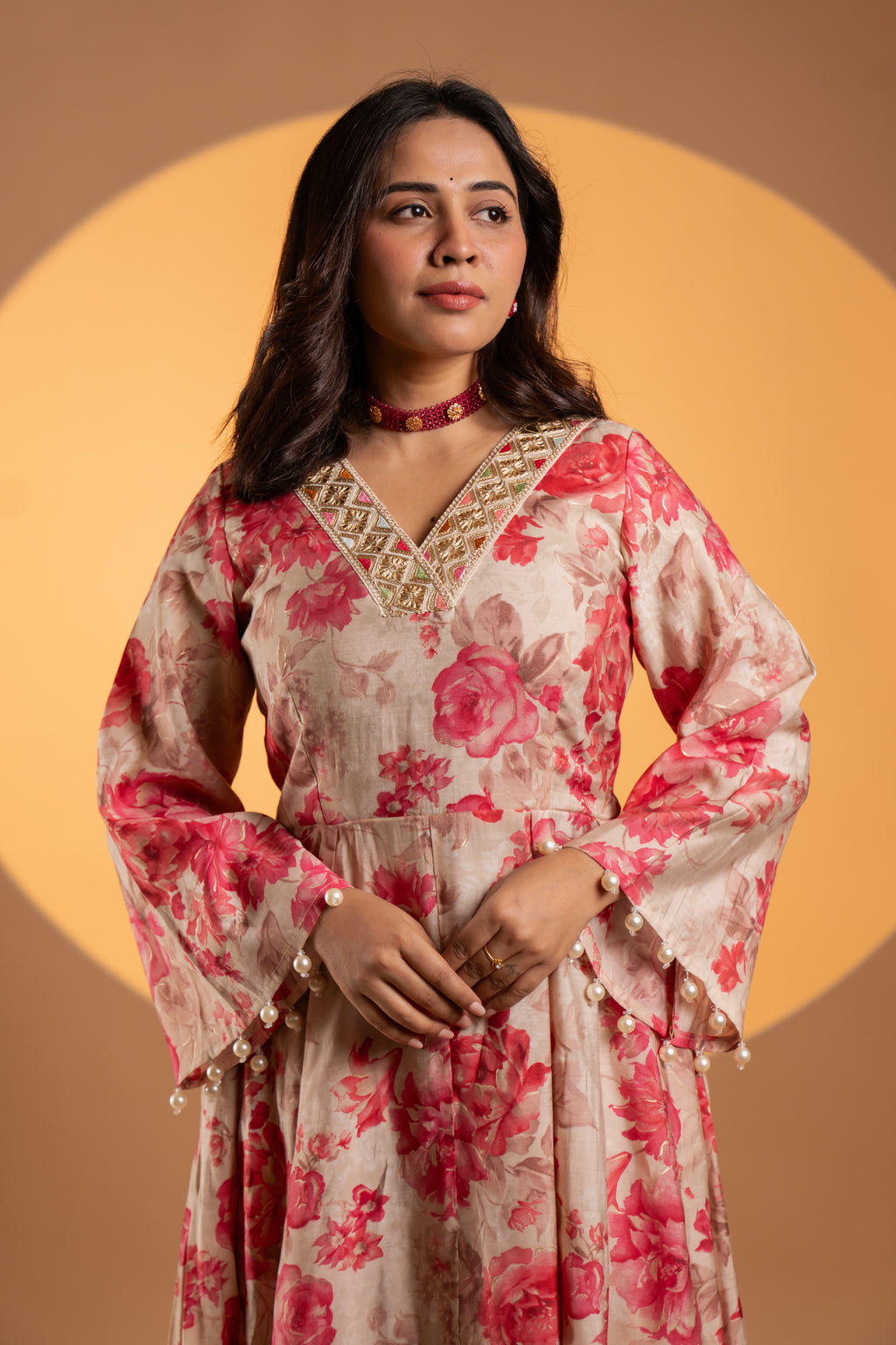 Floral printed Anarkali Kurta Set