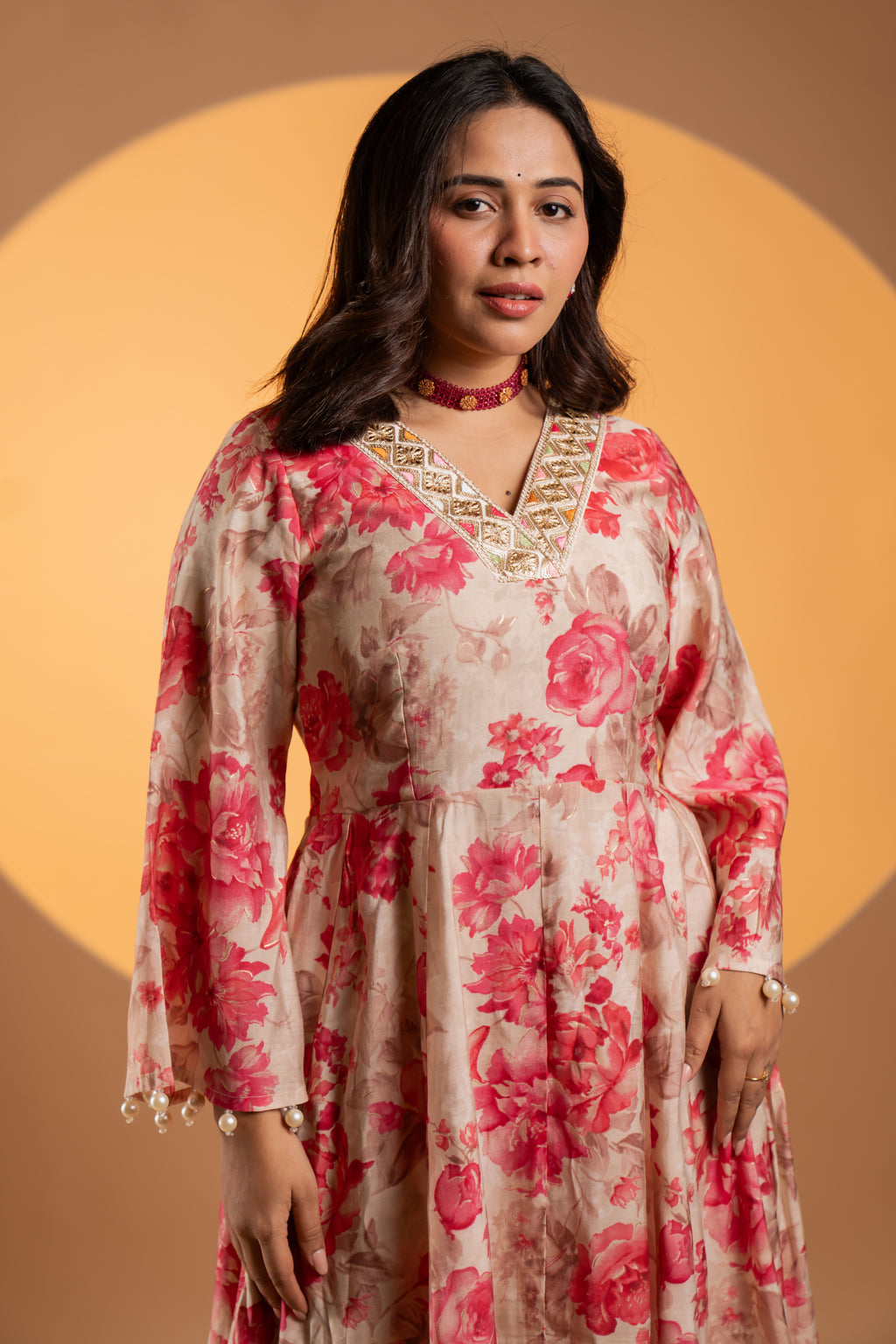 Floral printed Anarkali Kurta Set